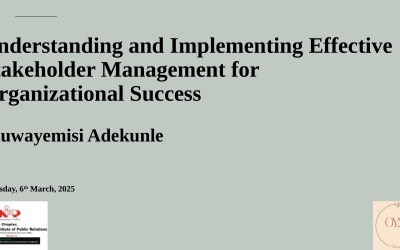 Understanding and Implementing Effective Stakeholder Management – Nov. 2023